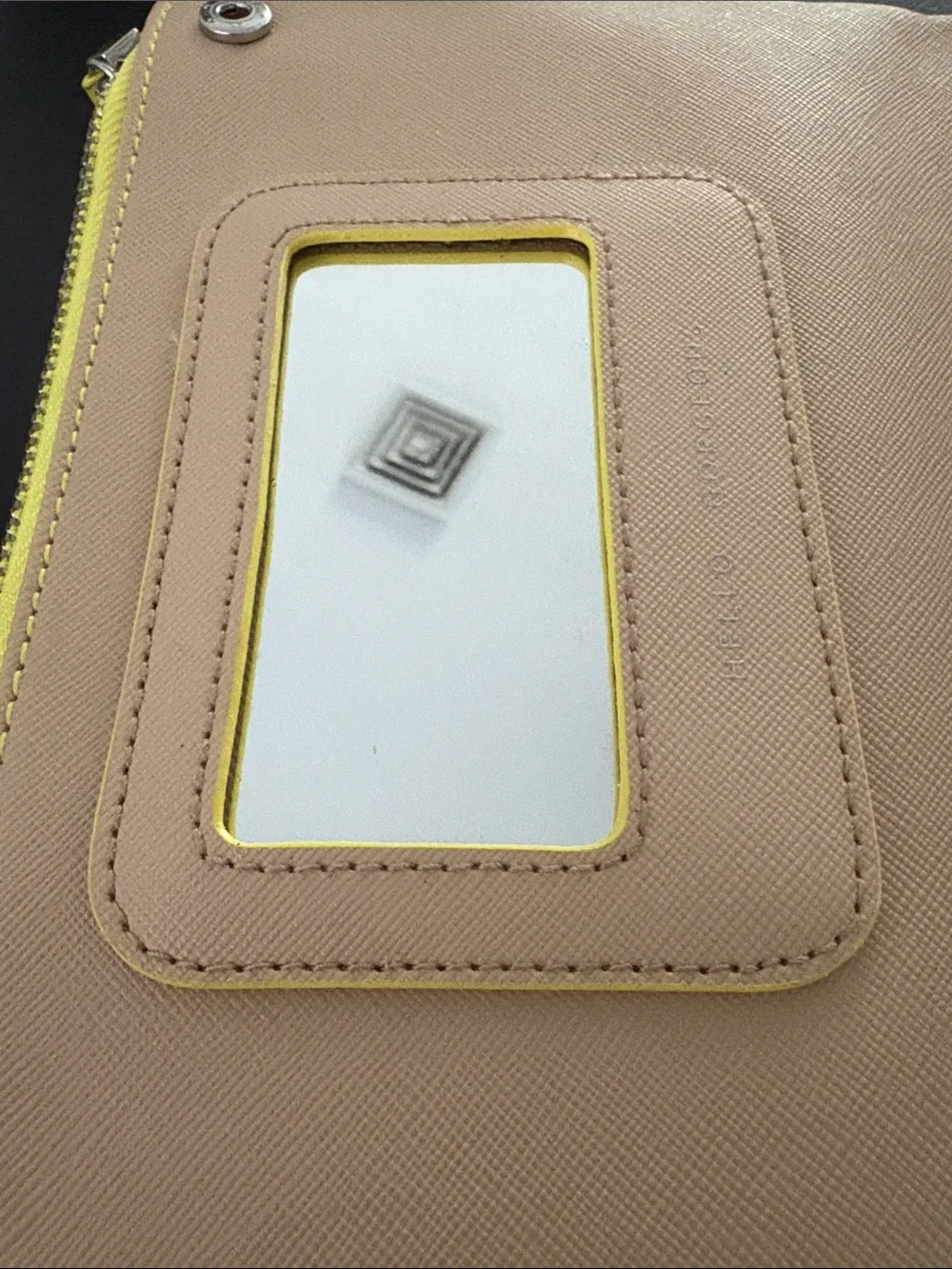 Stella & Dot Yellow Laser-Cut Wristlet with Nude Underlay